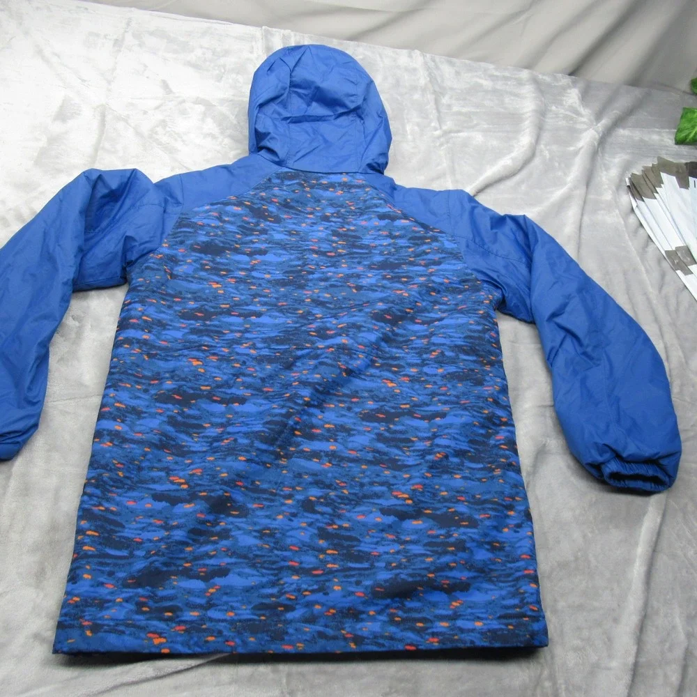 Columbia Jacket Kids Large Blue Thermal Camo Hooded Water‎ Resistant Insulated